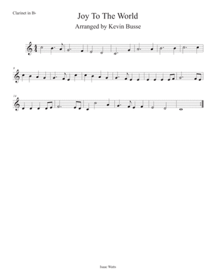 Joy To The World (Easy key of C) Clarinet