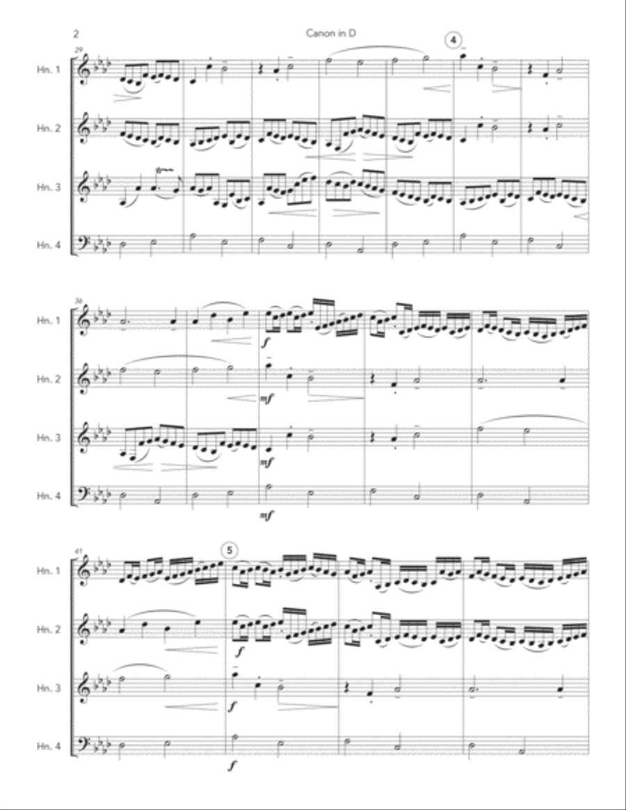 Canon in D for Horn Quartet French Horn Quartet scores gallery preview page 4