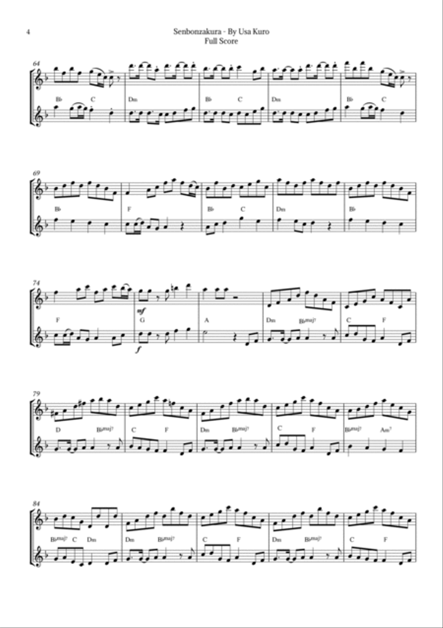 Senbonzakura Flute Duet scores gallery preview page 4