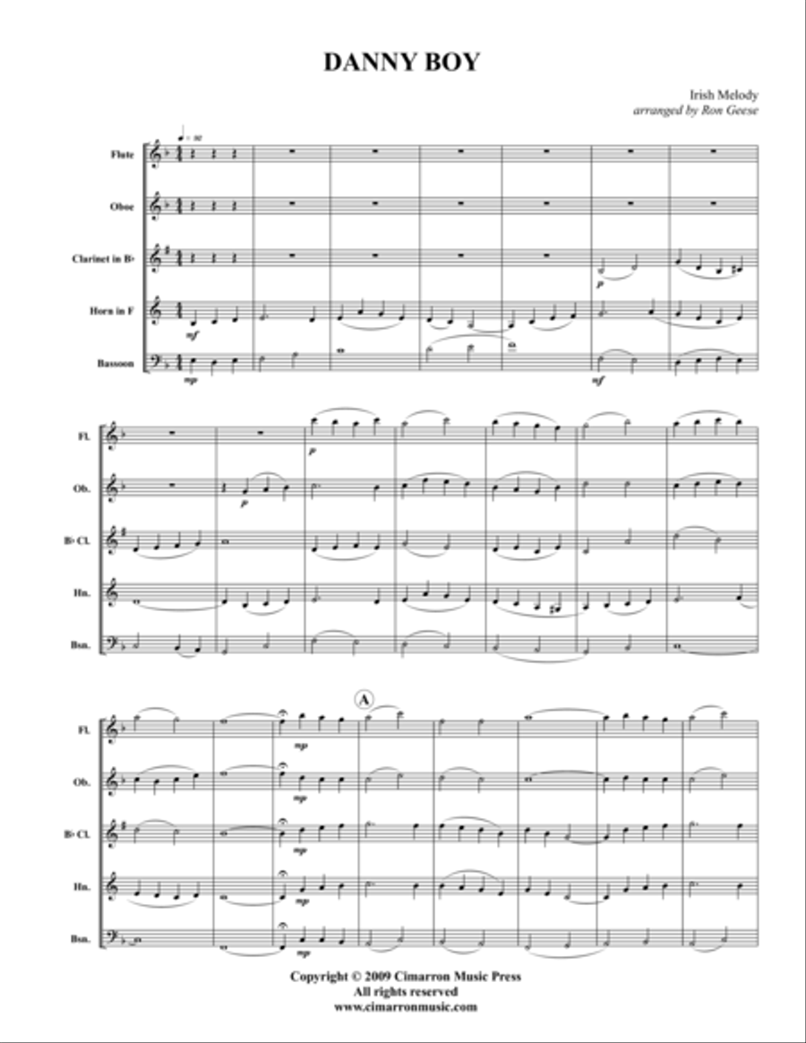 Danny Boy Danny Boy Woodwind Quintet scores gallery preview page 1