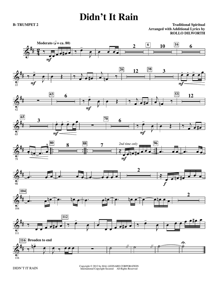 Didn't It Rain - Bb Trumpet 2