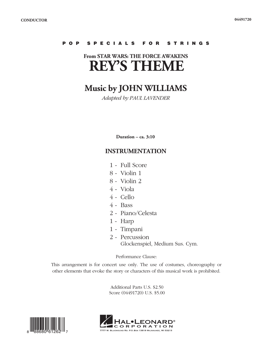 Rey's Theme - Conductor Score (Full Score) Orchestra scores gallery preview page 1