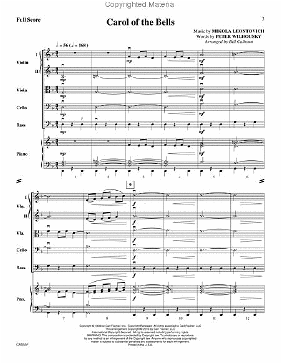 Carol of the Bells String Orchestra scores gallery preview page 2