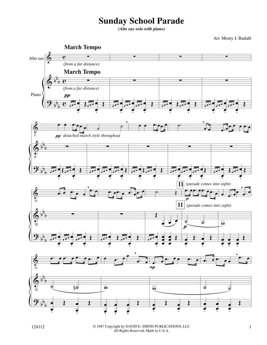 Sunday School Parade Alto Saxophone scores gallery preview page 1