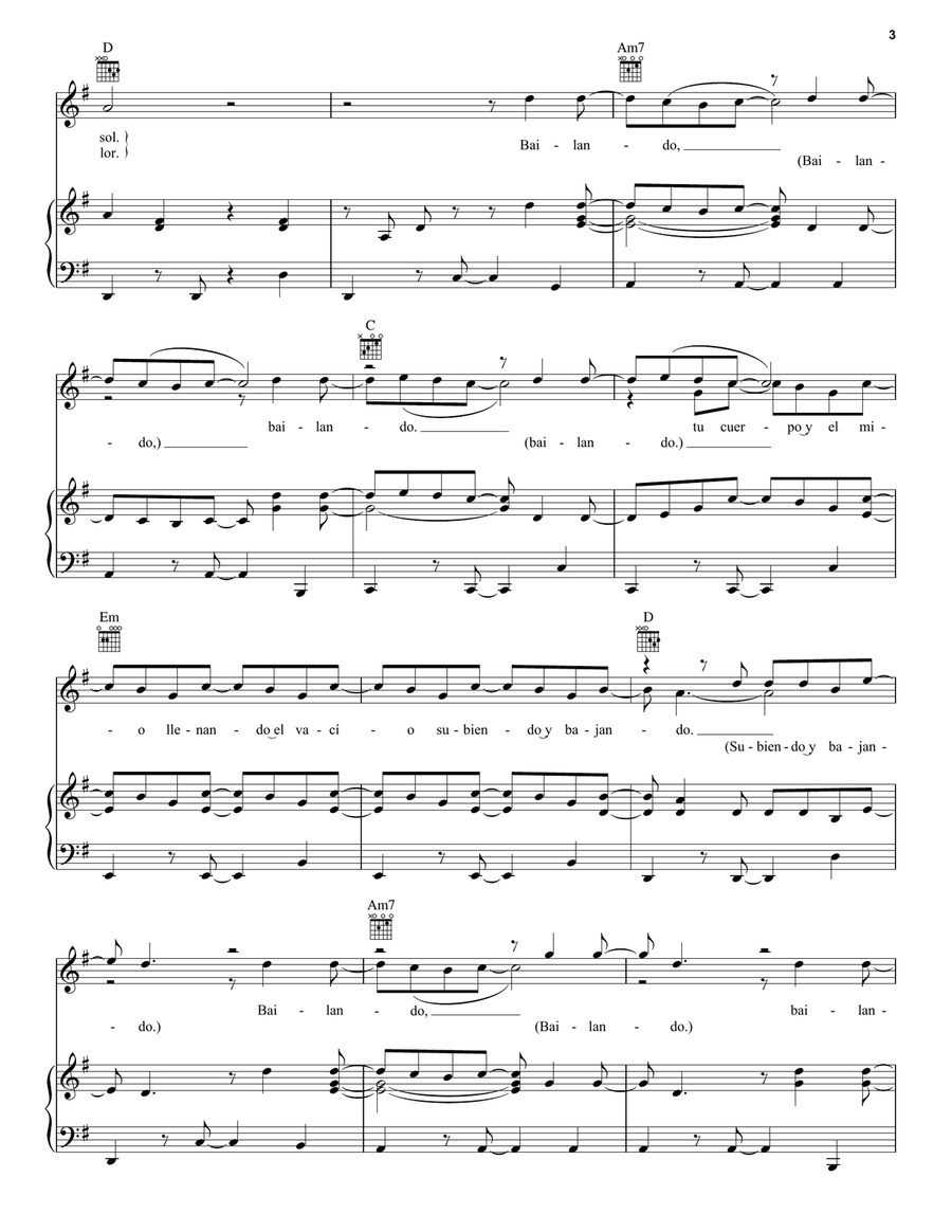 Bailando Piano, Vocal, Guitar scores gallery preview page 3