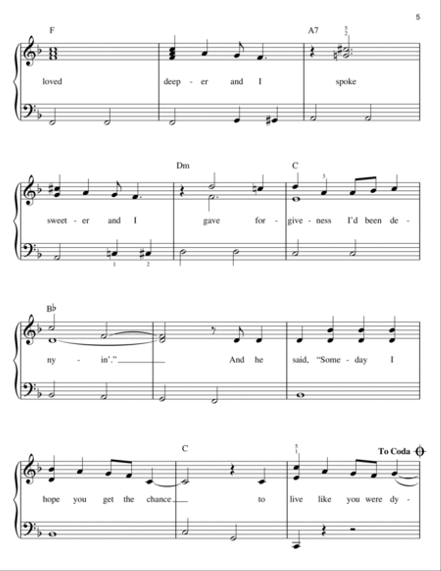 Live Like You Were Dying Live Like You Were Dying Easy Piano scores gallery preview page 5