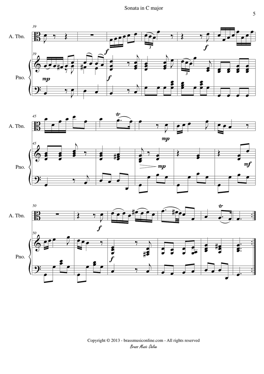 Sonata in C major Trombone Duet scores gallery preview page 5