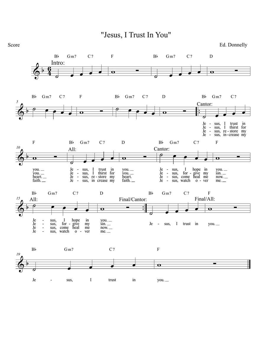 Jesus, I trust in you Jesus, I trust in you Piano, Vocal scores gallery preview page 1