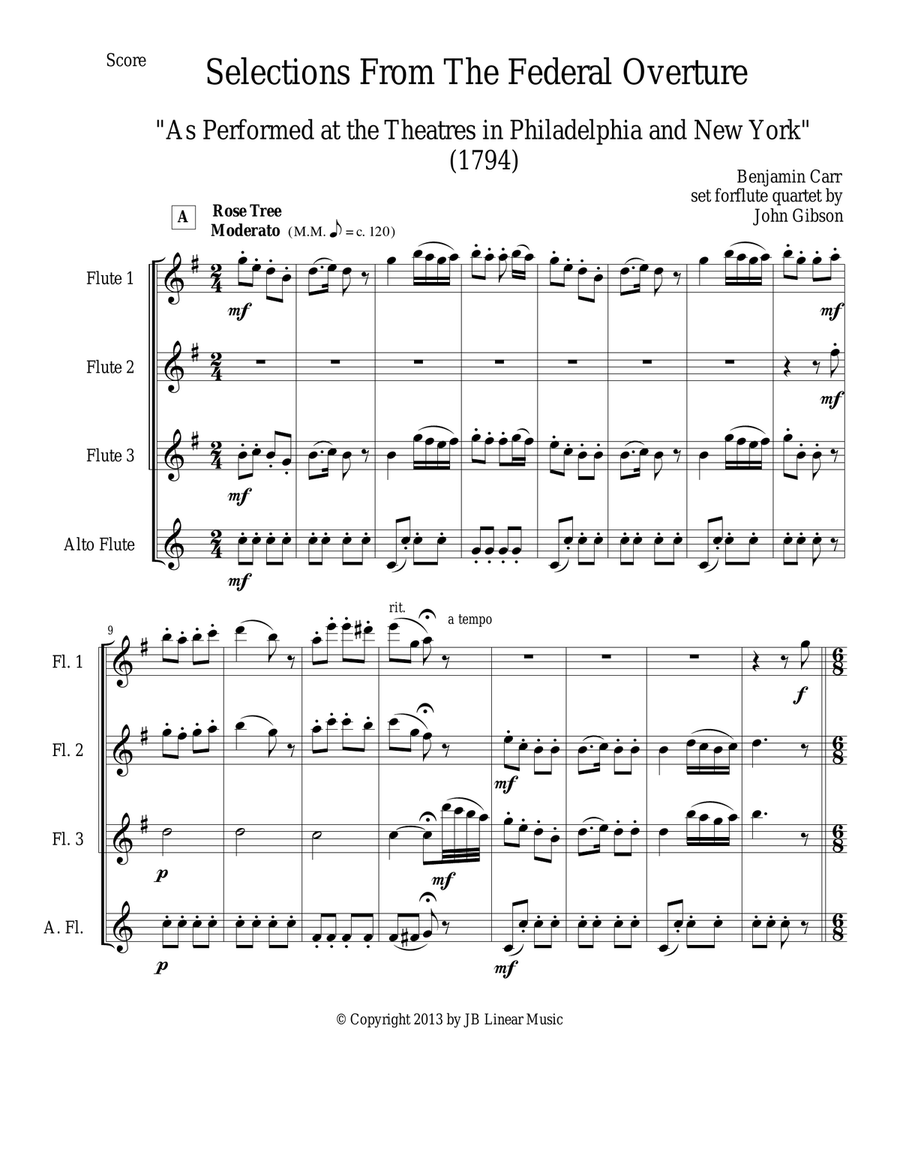 1794! Federal Overture for Flute Quartet Flute Quartet scores gallery preview page 2