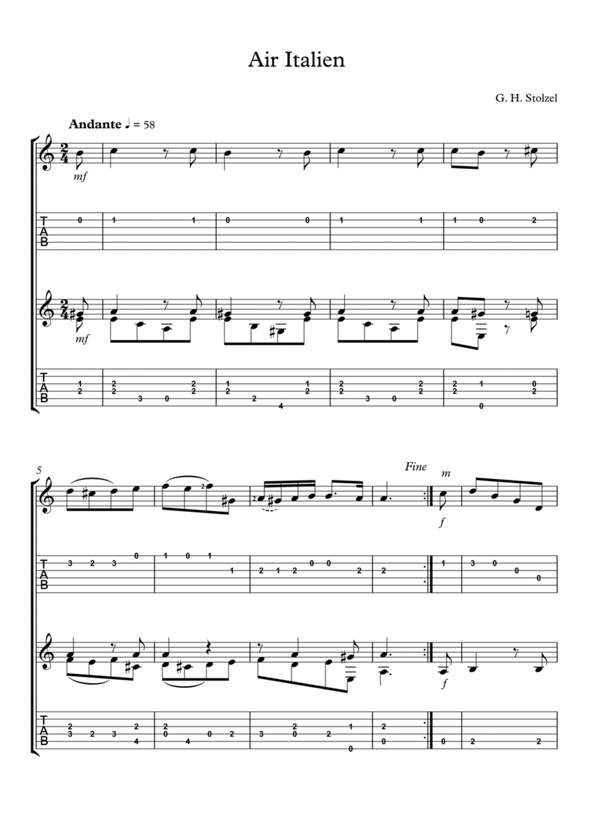 Air Italien for Guitar Duet TAB image number null