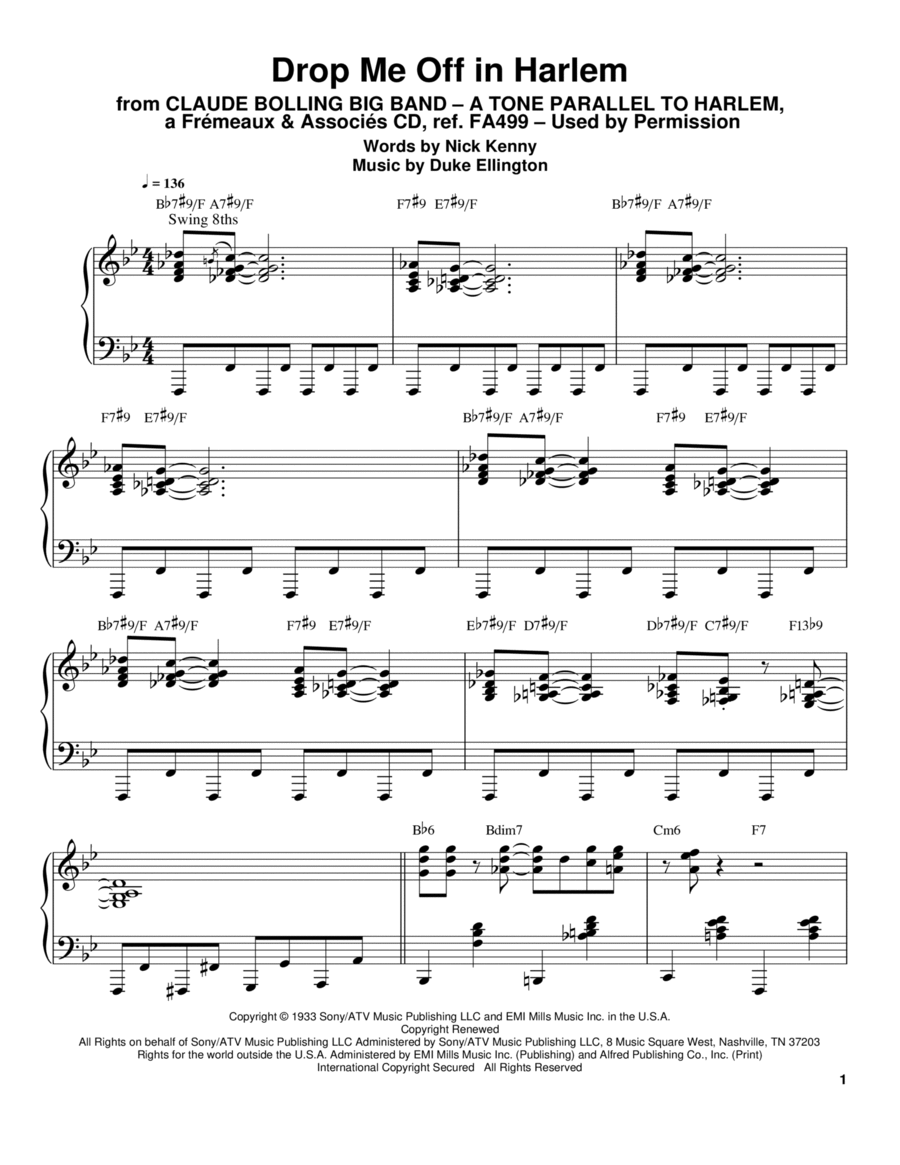 Drop Me Off In Harlem Drop Me Off In Harlem Piano scores gallery preview page 1