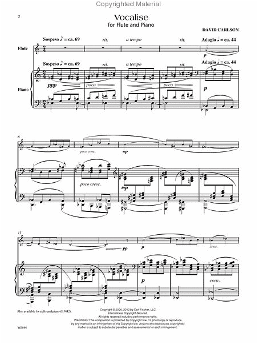 Vocalise Flute Solo scores gallery preview page 2