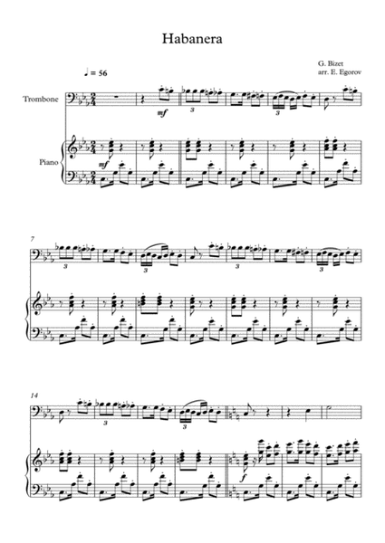 Habanera, Georges Bizet, For Trombone & Piano image number null