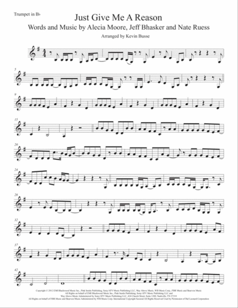 Just Give Me A Reason Trumpet Solo scores gallery preview page 1