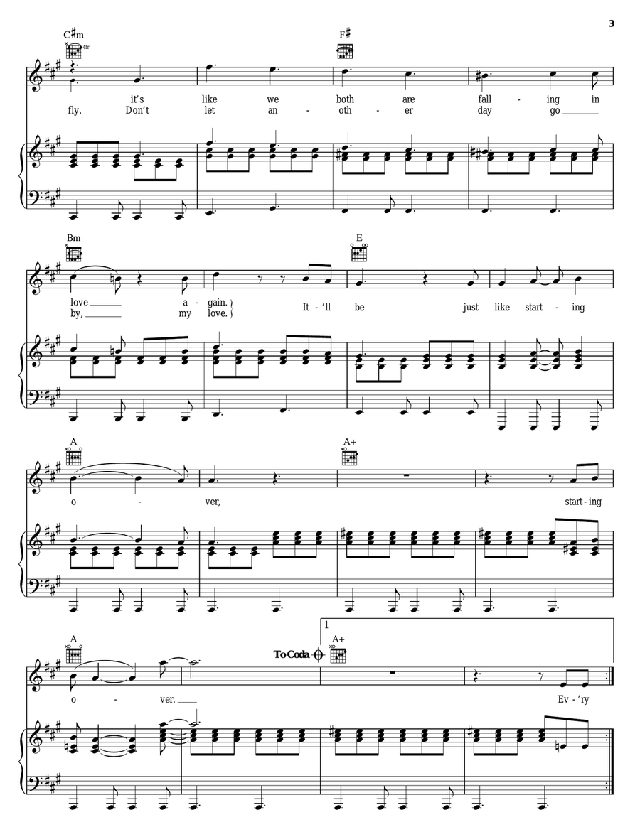 (Just Like) Starting Over Piano, Vocal, Guitar scores gallery preview page 3