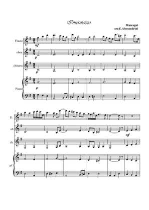 Intermezzo from "Cavalleria Rusticana". Flute, oboe, guitar and piano.
