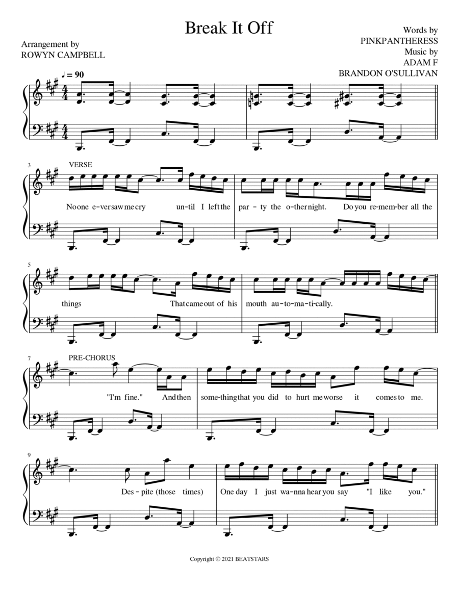 Break It Off Piano Solo scores gallery preview page 1