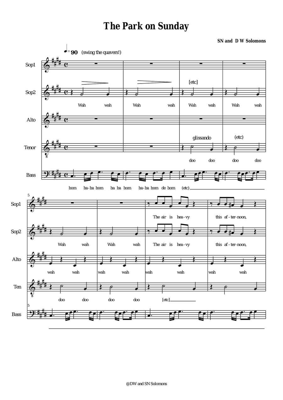 The Park on Sunday for mixed voice choir (SSATB) SSATB scores gallery preview page 1