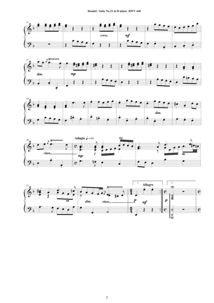 Handel - Piano Suite No.21 in D minor HWV 448 image number null