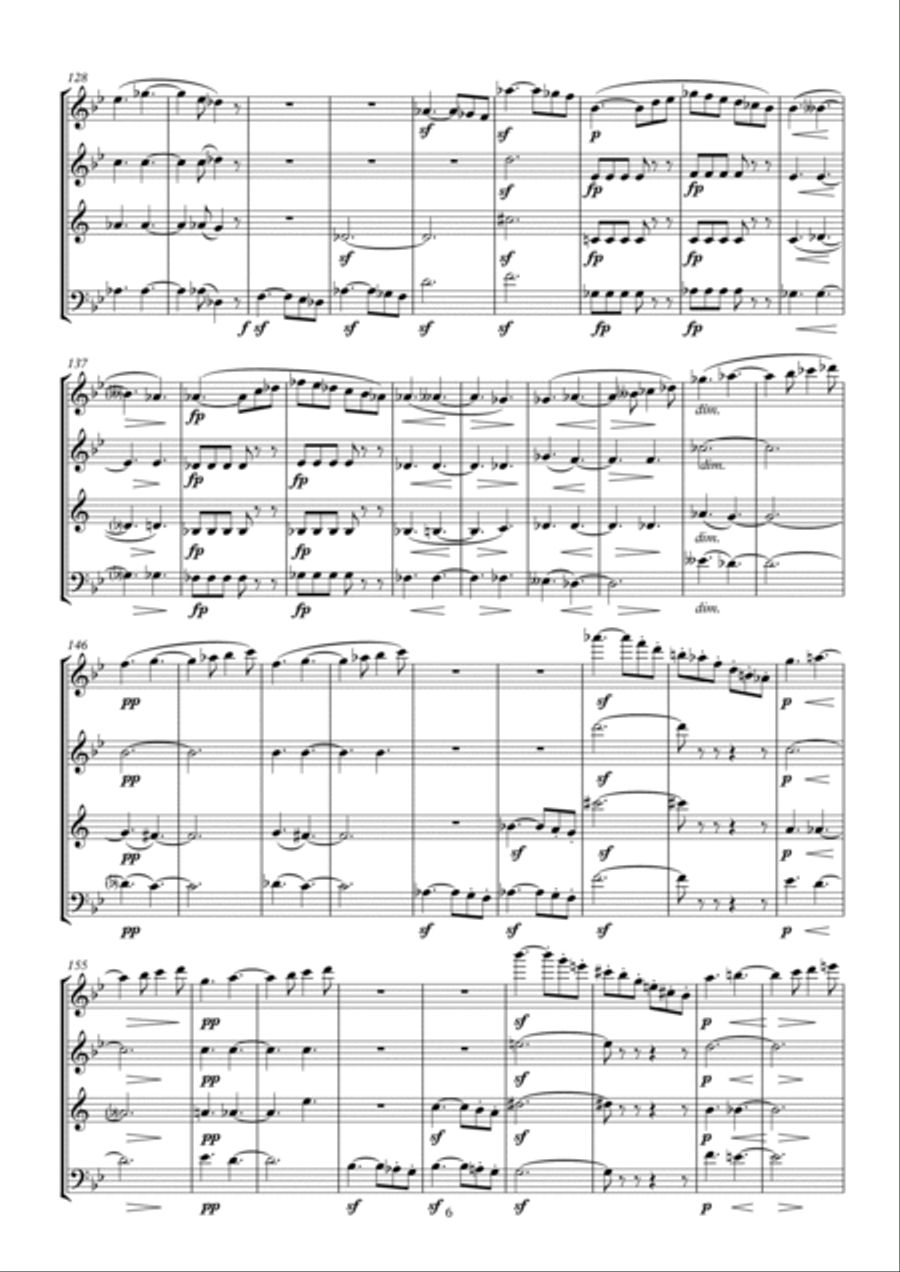 Schumann Quartet Op. 41 No. 1 arr. woodwind quartet Woodwind Quartet scores gallery preview page 6