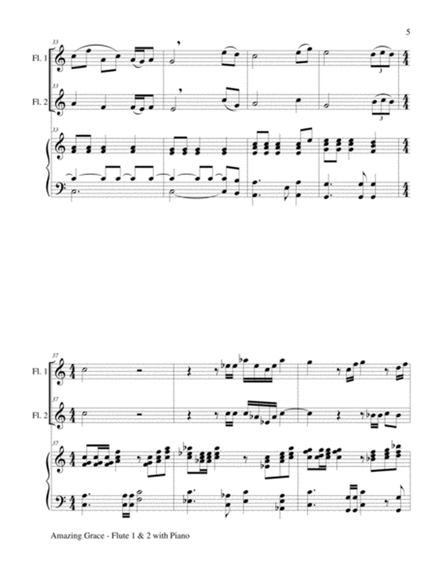 AMAZING GRACE (Flute 1 & 2 with Piano - Score & Parts included) image number null