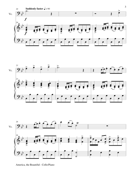 AMERICA, THE BEAUTIFUL (Duet – Cello and Piano/Score and Parts) image number null