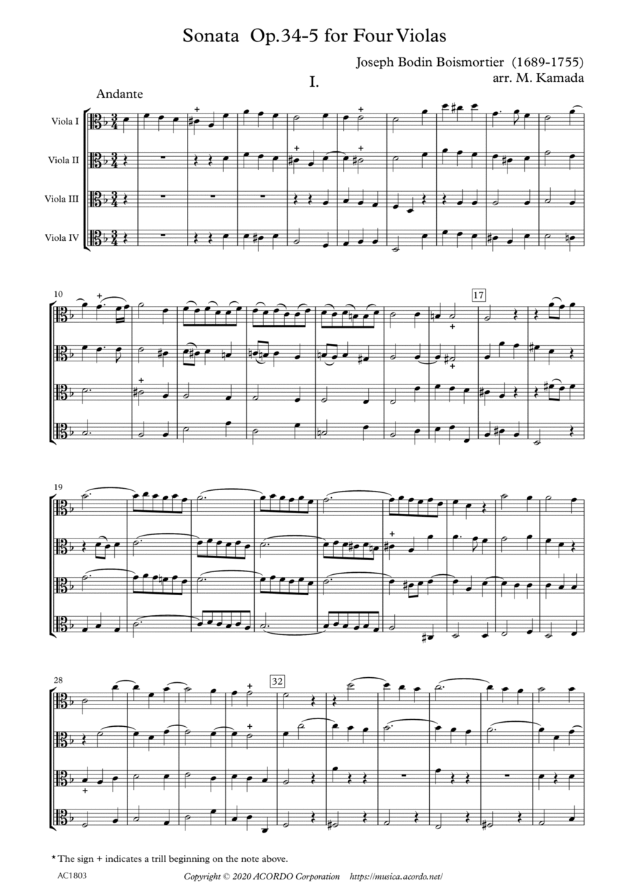 Sonata Op.34-5 for Four Violas image number null