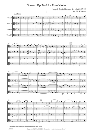 Book cover for Sonata Op.34-5 for Four Violas