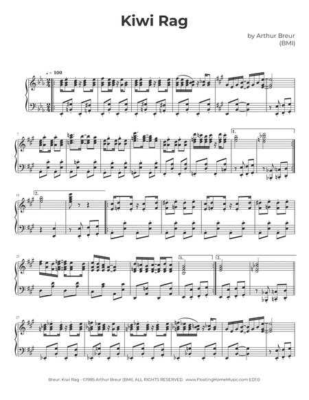 Ragtime No. 1: Kiwi Rag - Piano Solo image number null