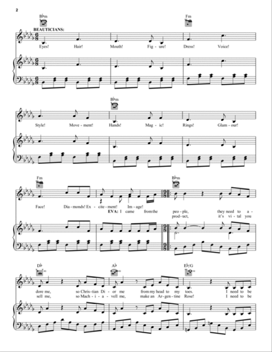 Rainbow High (from Evita) Piano, Vocal, Guitar scores gallery preview page 2