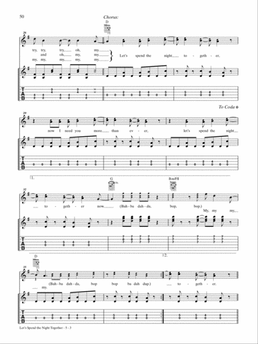 Let's Spend the Night Together Guitar Tablature scores gallery preview page 3