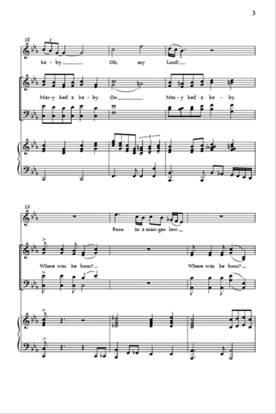 Mary Had a Baby 4-Part scores gallery preview page 3