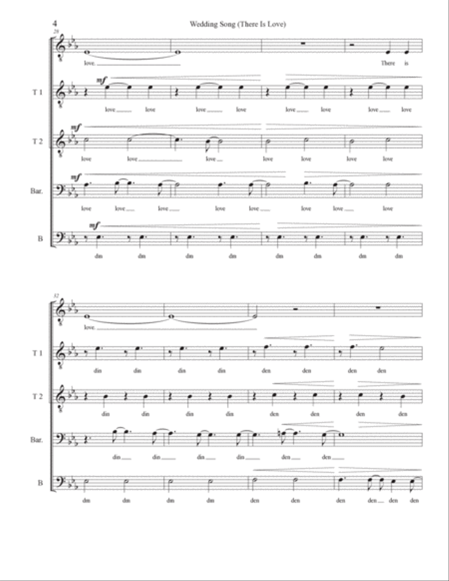 Wedding Song (there Is Love) TTBB scores gallery preview page 4