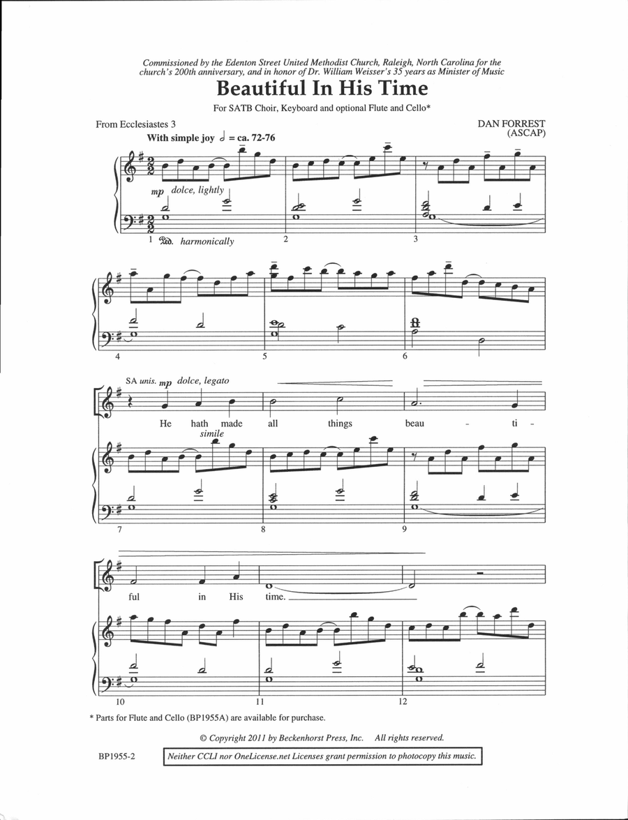 Beautiful In His Time Beautiful In His Time 4-Part scores gallery preview page 2