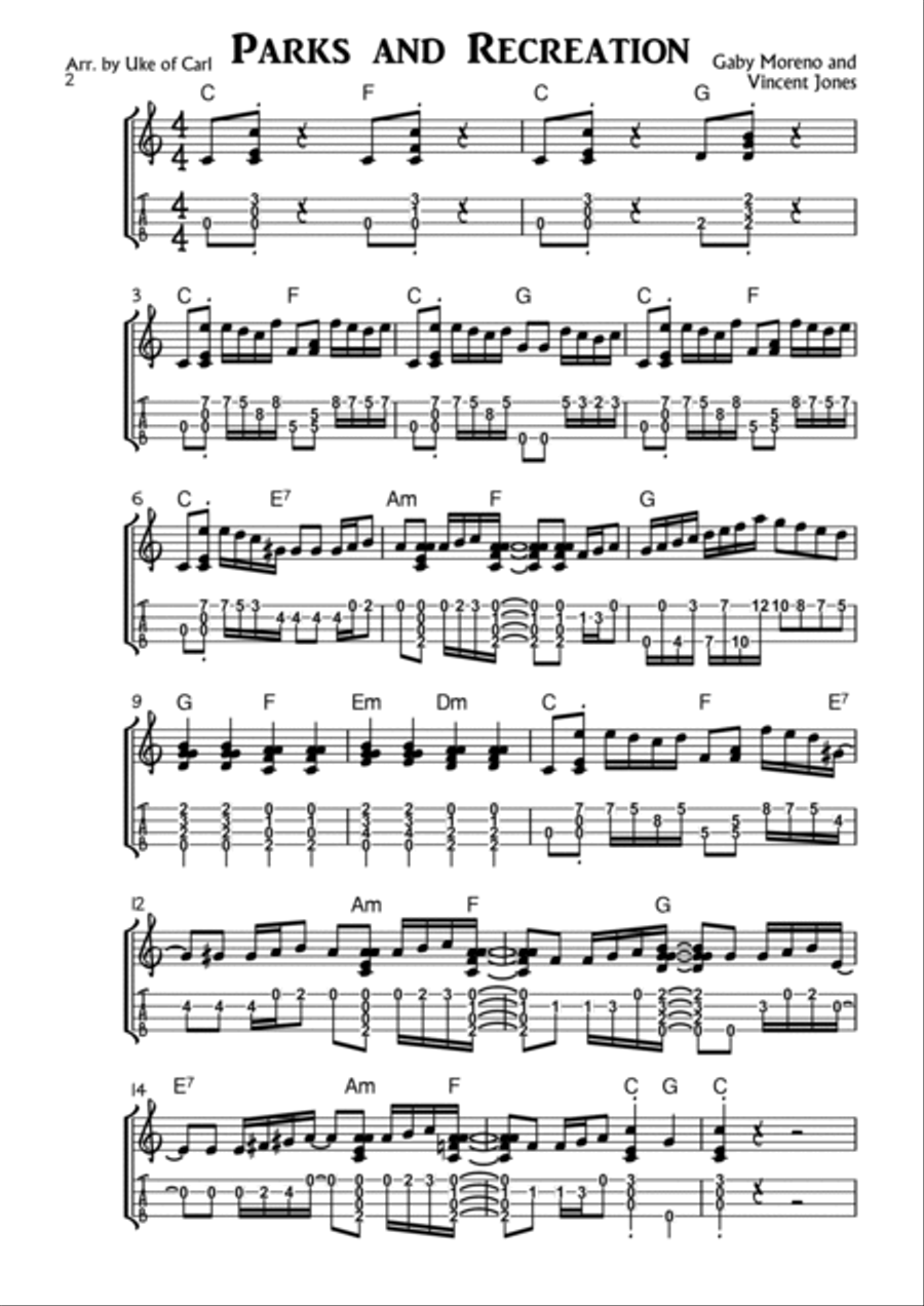 Parks And Recreation Theme Ukulele scores gallery preview page 2