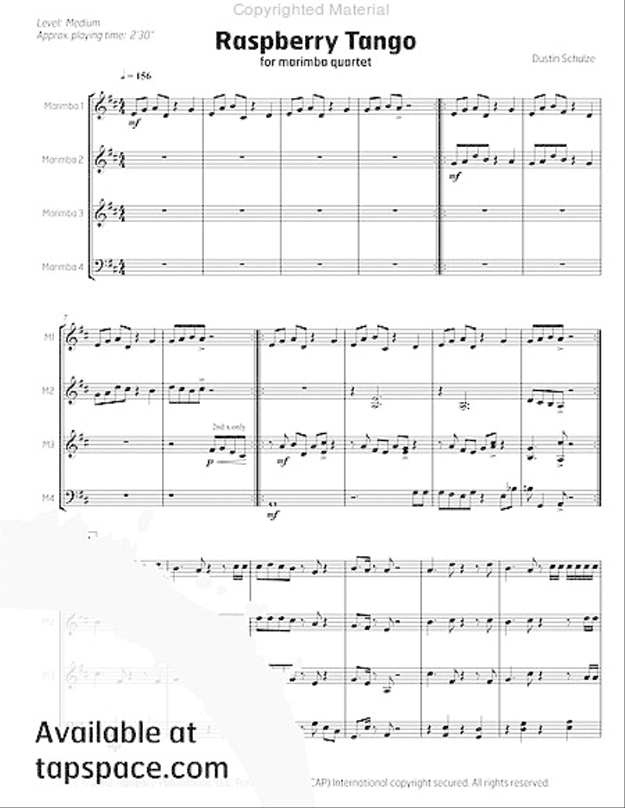 Raspberry Tango Percussion Ensemble scores gallery preview page 4