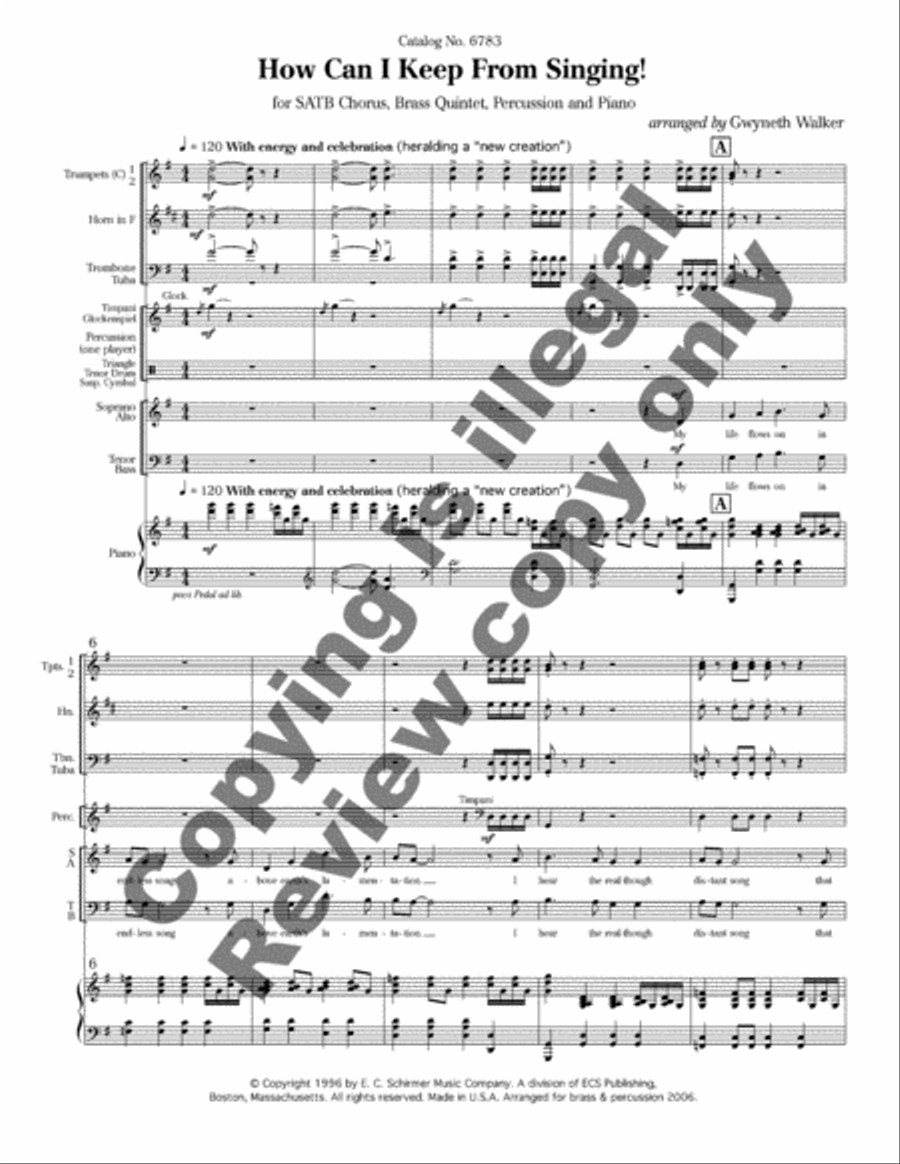 How Can I Keep from Singing? (SATB Brass Version Full Score) 4-Part scores gallery preview page 7
