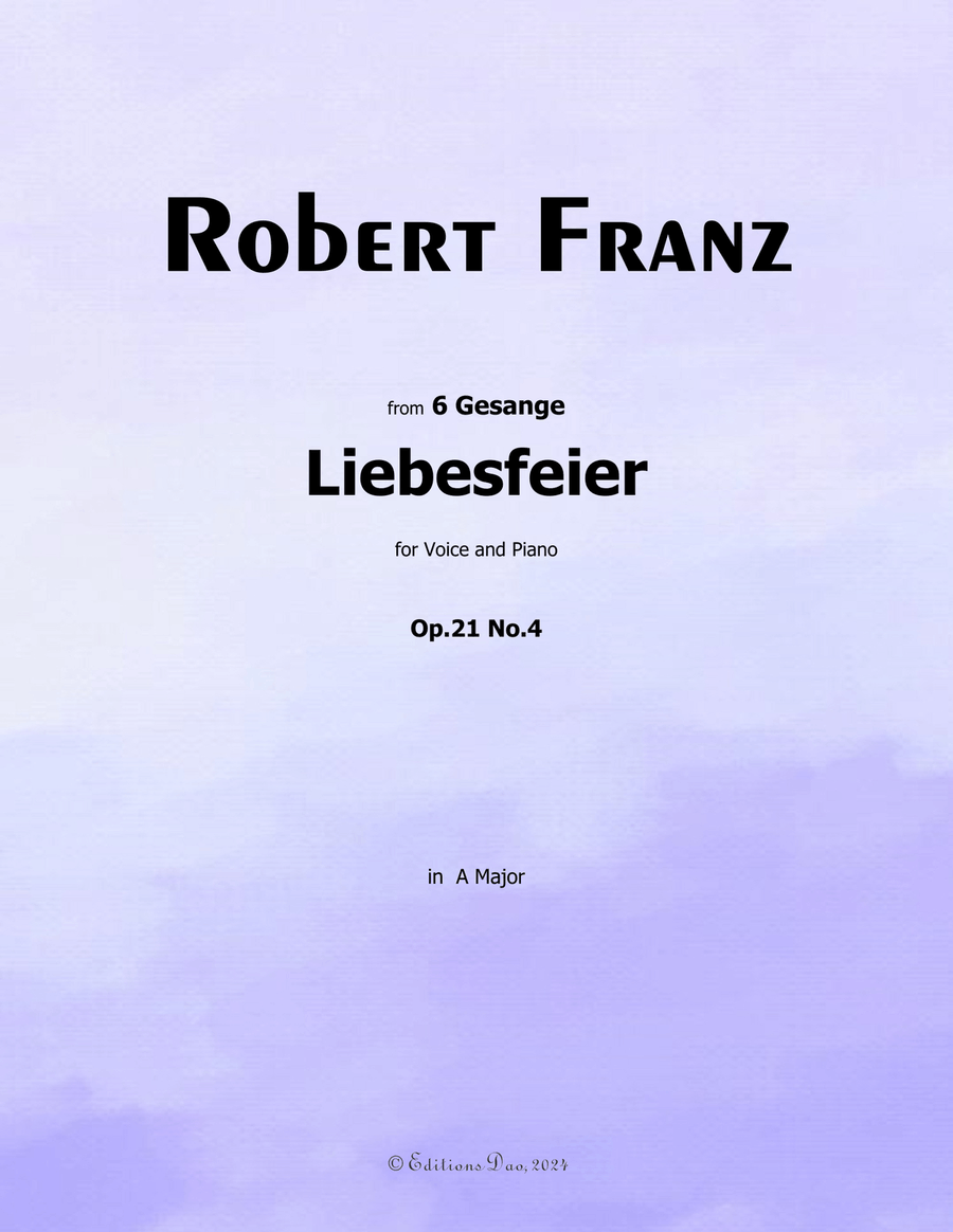 Liebesfeier, by Robert Franz, in A Major Voice scores gallery preview page 1