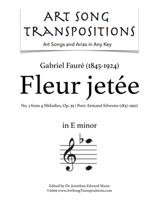 Book cover for FAURÉ: Fleur jetée, Op. 39 no. 2 (transposed to E minor)