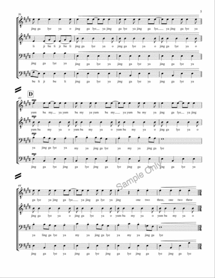Jing Ga Lye Ya TTBB scores gallery preview page 5