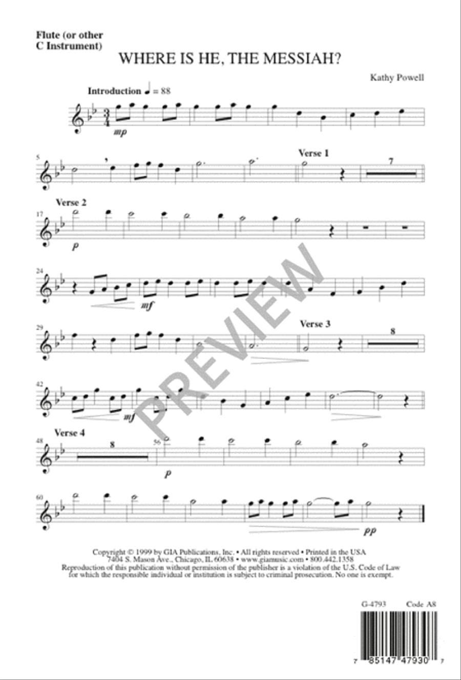 Where Is He, the Messiah? 4-Part scores gallery preview page 8