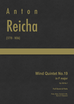 Book cover for Reicha - Wind Quintet No.19 in F major, Op.100 No.1