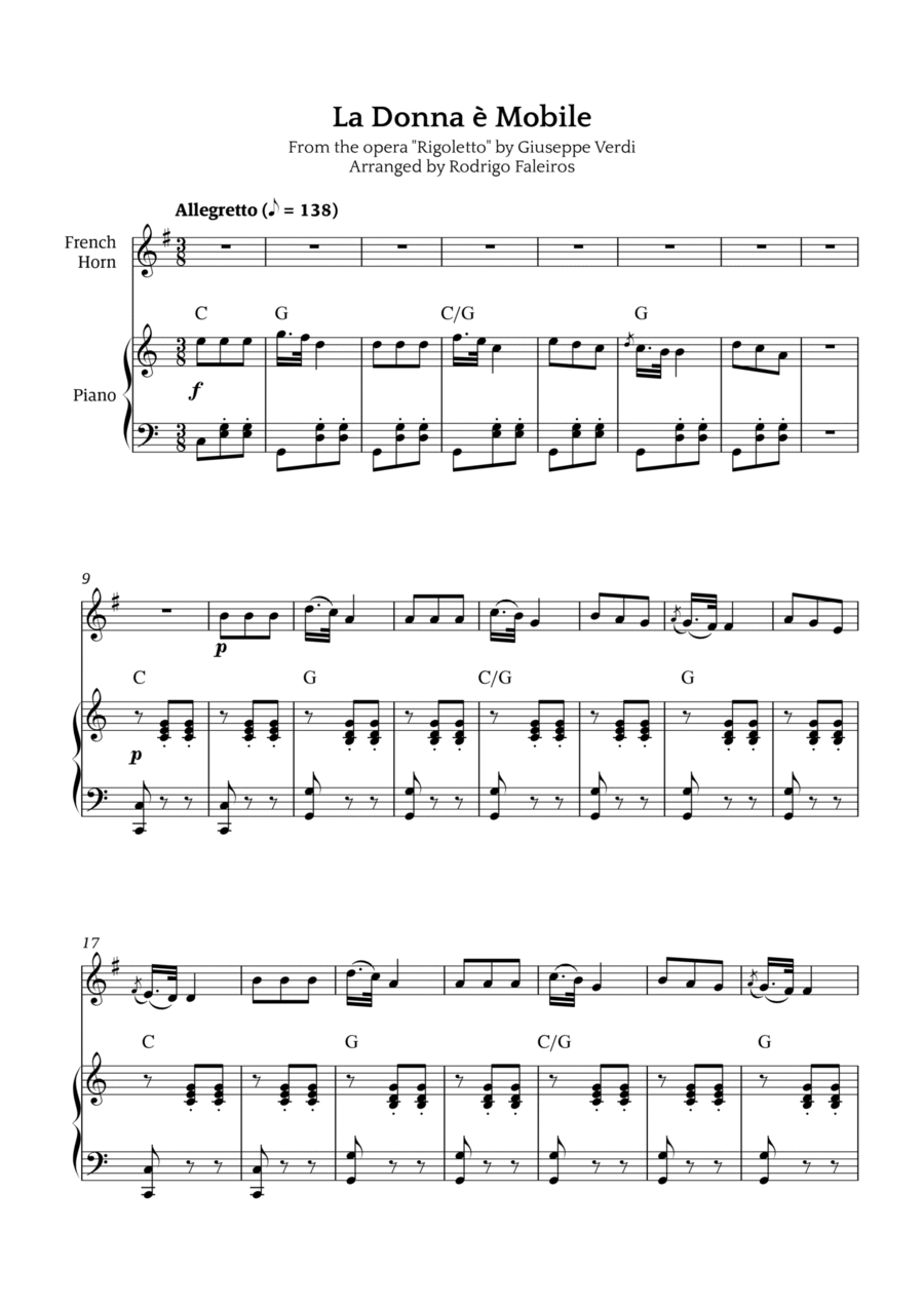 La Donna è Mobile Chamber Music scores gallery preview page 1