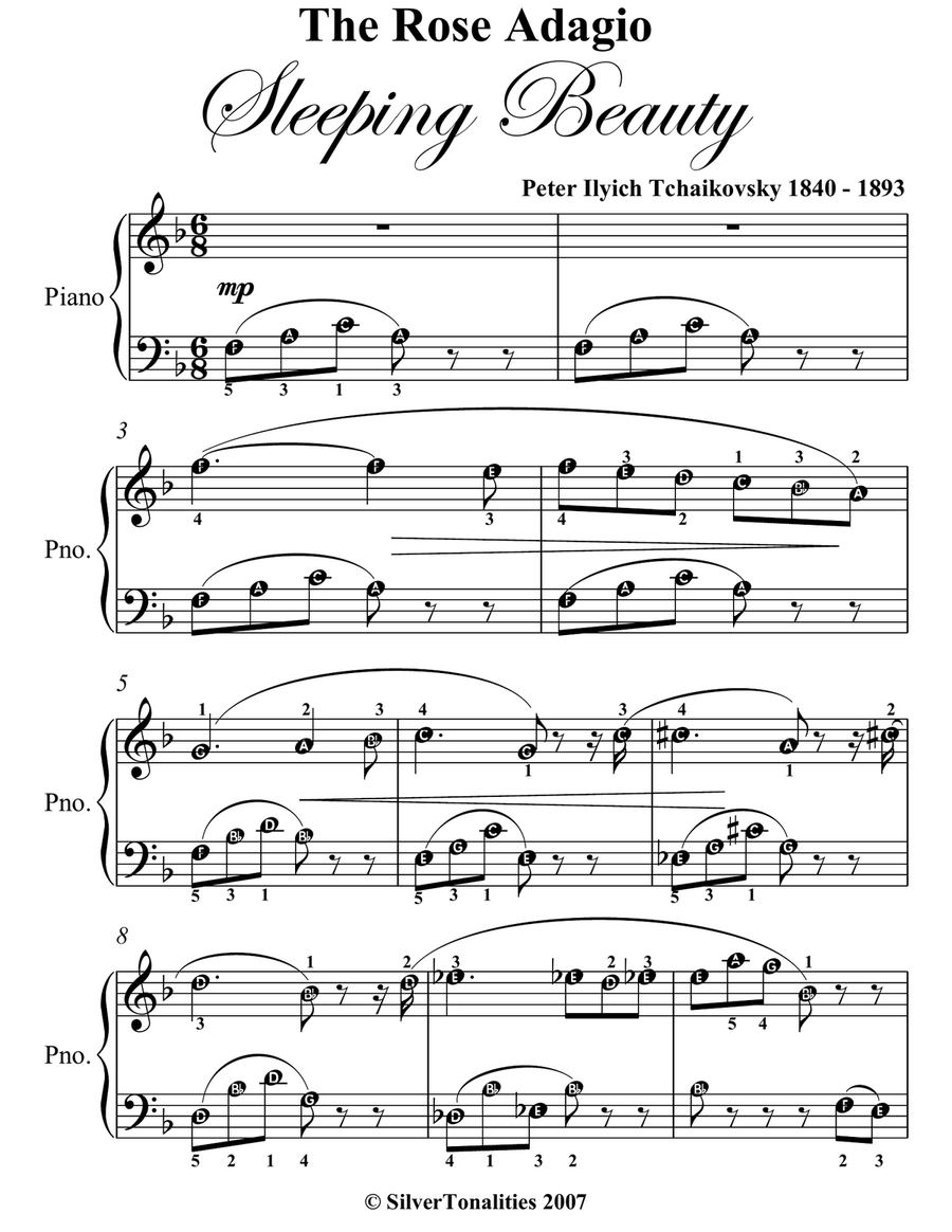 Rose Adagio Sleeping Beauty Easy Piano Sheet Music Easy Piano scores gallery preview page 2