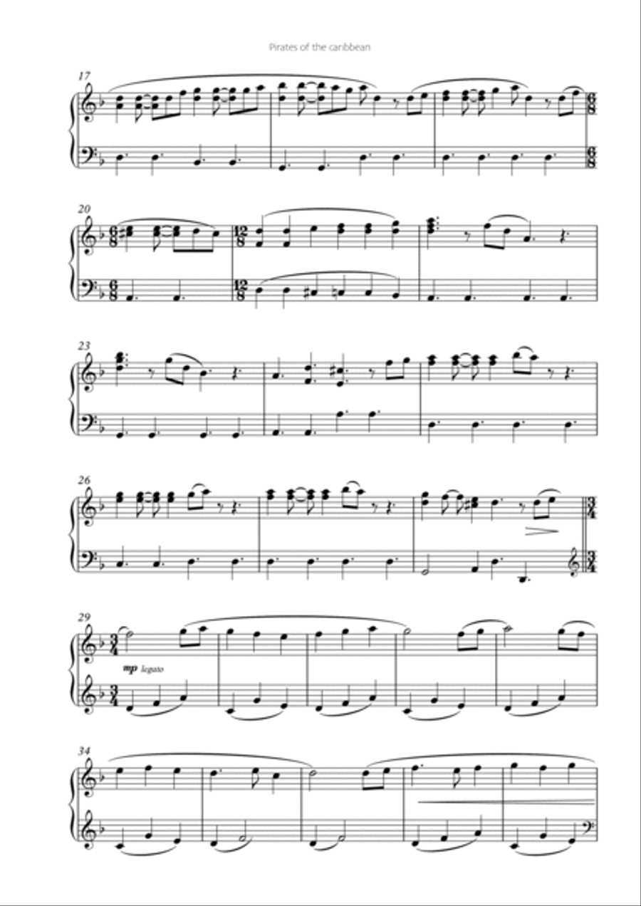 Pirates Of The Caribbean Piano Solo scores gallery preview page 2