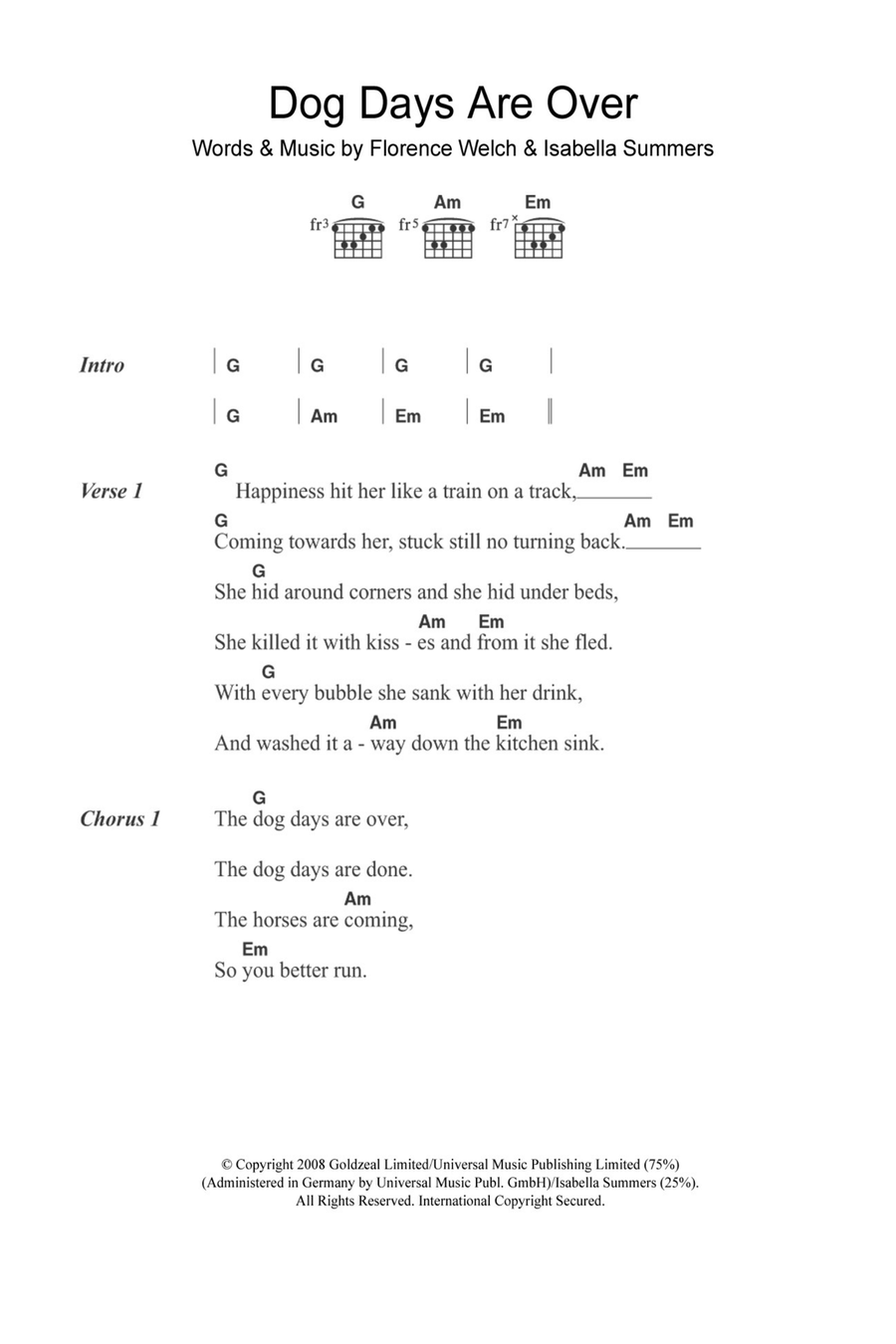 Dog Days Are Over Acoustic Guitar scores gallery preview page 1
