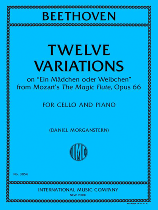 Book cover for 12 Variations On Ein Madchen Oder Weibchen From Mozart'S The Magic Flute, Op. 66