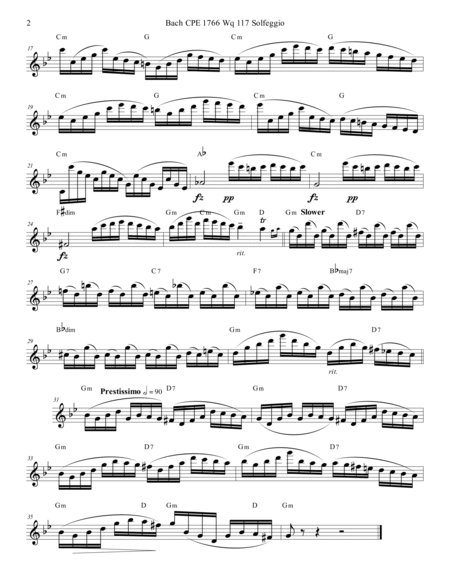 Bach CPE Solfeggio for Flute Solo by Carl Philipp Emanuel Bach Flute Solo - Digital Sheet Music