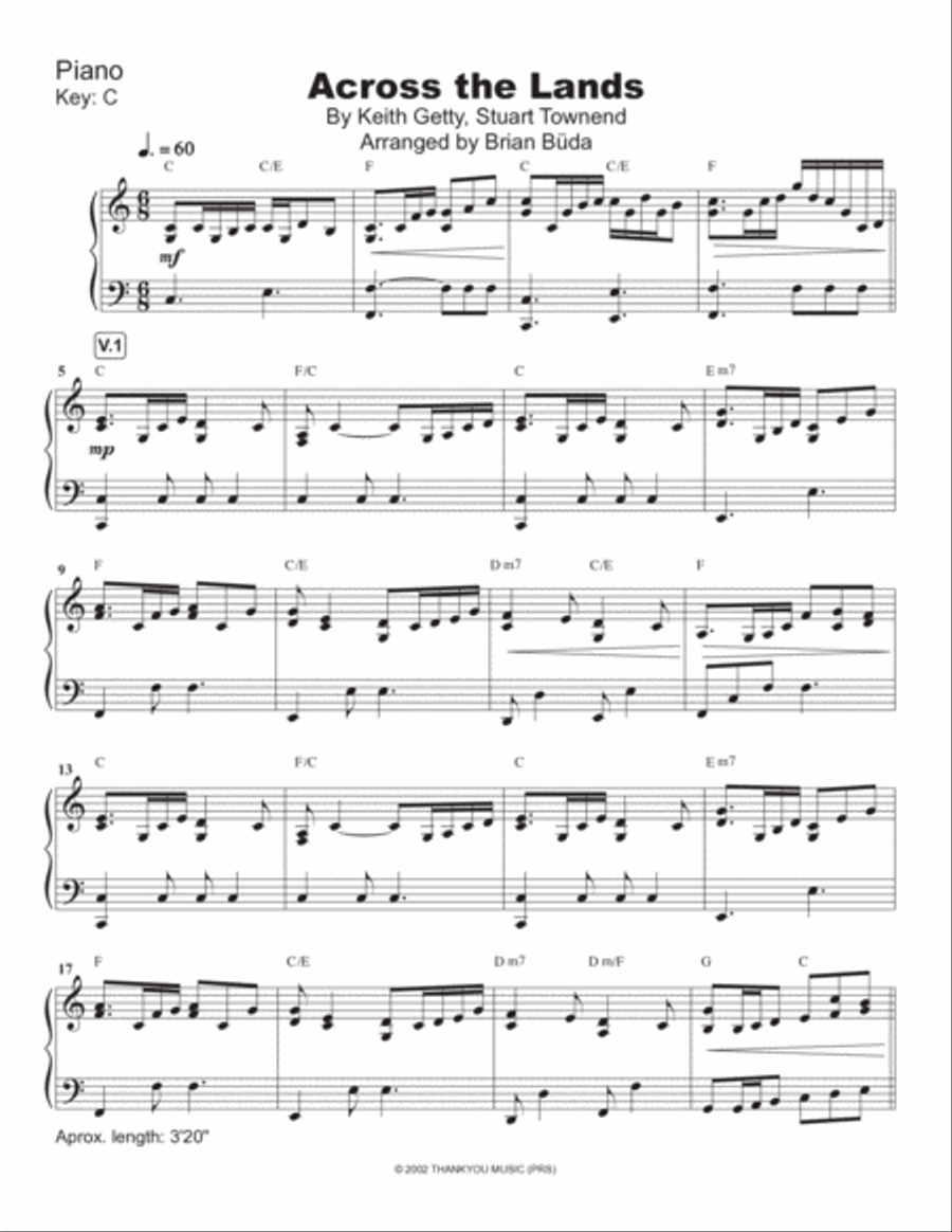 Across The Lands You're The Word Of God Piano Solo scores gallery preview page 2