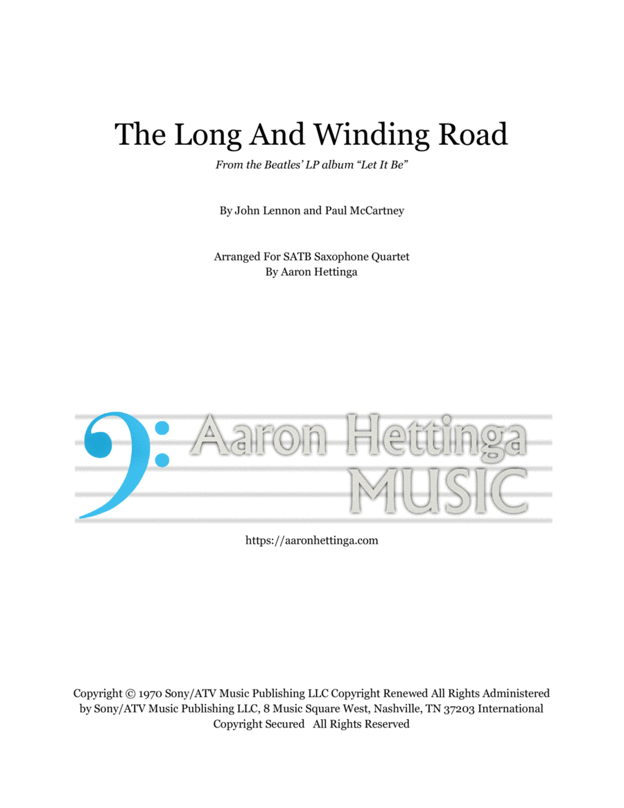 The Long And Winding Road Saxophone Quartet scores gallery preview page 1